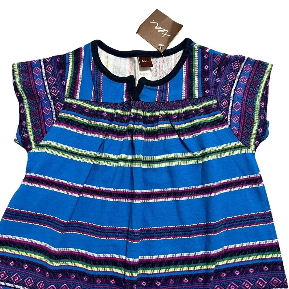 NEW Tea Collection Sz 5 Frasada Striped Split Neck Dress